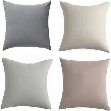 WEMEON Neutral Throw Pillow Covers 18x18 Inch Set of 4,Modern Solid Color Square Decorative Pillow Cover,Farmhouse Home Decor for Bedroom Car Living Room Sofa Cushions(Pillow Inserts Not Included)