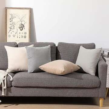 WEMEON Neutral Throw Pillow Covers 18x18 Inch Set of 4,Modern Solid Color Square Decorative Pillow Cover,Farmhouse Home Decor for Bedroom Car Living Room Sofa Cushions(Pillow Inserts Not Included)
