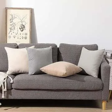 WEMEON Neutral Throw Pillow Covers 18x18 Inch Set of 4,Modern Solid Color Square Decorative Pillow Cover,Farmhouse Home Decor for Bedroom Car Living Room Sofa Cushions(Pillow Inserts Not Included)