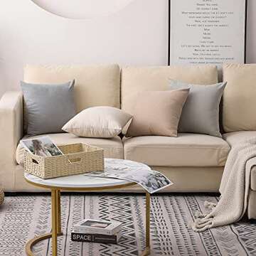 WEMEON Neutral Throw Pillow Covers 18x18 Inch Set of 4,Modern Solid Color Square Decorative Pillow Cover,Farmhouse Home Decor for Bedroom Car Living Room Sofa Cushions(Pillow Inserts Not Included)