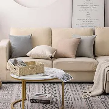 WEMEON Neutral Throw Pillow Covers 18x18 Inch Set of 4,Modern Solid Color Square Decorative Pillow Cover,Farmhouse Home Decor for Bedroom Car Living Room Sofa Cushions(Pillow Inserts Not Included)
