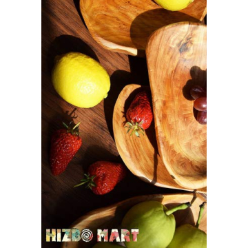 HIZBO MART Root Wood Serving Dish, Vintage Wooden ring dish, appetizer display, Hand Carved Artworks（The length 7~11inch）