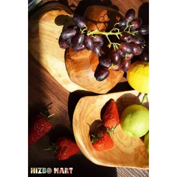 HIZBO MART Root Wood Serving Dish, Vintage Wooden ring dish, appetizer display, Hand Carved Artworks（The length 7~11inch）