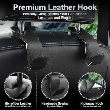 LivTee Leather Car Seat Back Headrest Hooks for Organization