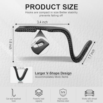 LivTee Leather Car Seat Back Headrest Hooks for Organization