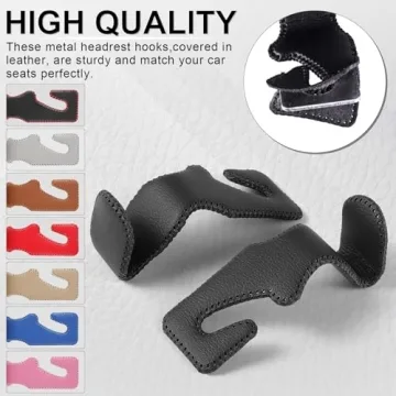 LivTee Leather Car Seat Back Headrest Hooks for Organization