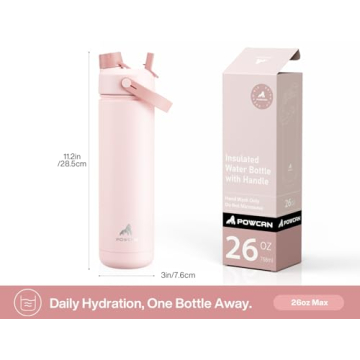 Insulated 26 oz Water Bottle with 2-in-1 Lid