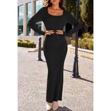 Stylish MEROKEETY Women's Long Sleeve Sweater Dress