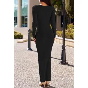 Stylish MEROKEETY Women's Long Sleeve Sweater Dress
