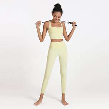 romansong Strappy Yoga Sports Bras for Women Padded Criss-Cross Back Tank Tops (Yellow, Medium)