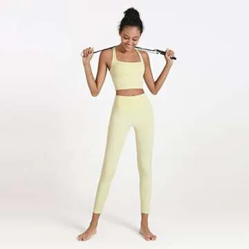 romansong Strappy Yoga Sports Bras for Women Padded Criss-Cross Back Tank Tops (Yellow, Medium)