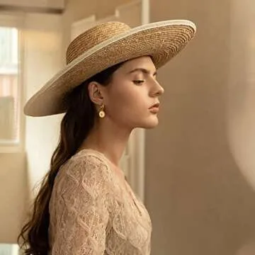 BUEMMR 14K Gold Plated Smooth Mirror Compass Hoop Earrings for Women, Jewelry for Women