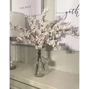 Hewory Large Glass Vase for Decor, 15in Clear Tall Farmhouse Decorative Floor Vase, Round Bubble Balloon Vase Glass Jug Vases for Coffee Table Fireplace Mantel Entryway Living Room Bedroom Kitchen