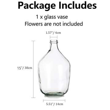 Hewory Large Glass Vase for Decor, 15in Clear Tall Farmhouse Decorative Floor Vase, Round Bubble Balloon Vase Glass Jug Vases for Coffee Table Fireplace Mantel Entryway Living Room Bedroom Kitchen