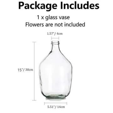 Hewory Large Glass Vase for Decor, 15in Clear Tall Farmhouse Decorative Floor Vase, Round Bubble Balloon Vase Glass Jug Vases for Coffee Table Fireplace Mantel Entryway Living Room Bedroom Kitchen