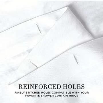 HALL & PERRY Modern Transitional White Stripe Shower Curtain with Tassels - Vertical Black Lines Striped 100% Cotton, 72" x 72"