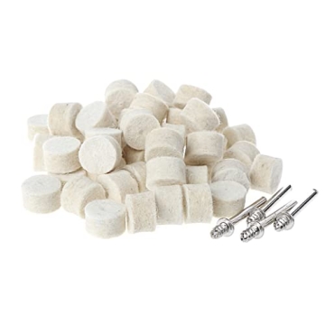 Luo ke 60 Pcs Wool Felt Polishing Pads - Quick Change Buffing Wheel Set with Mandrels