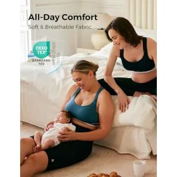 Momcozy Nursing Bras for Breastfeeding, FB011 Low-Impact Nursing Sports Bra Support Maternity Pregnancy Padded Wireless Bralette Blue