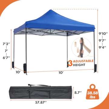 DUMOS 10x10 Heavy Duty Pop Up Canopy Tent for Events