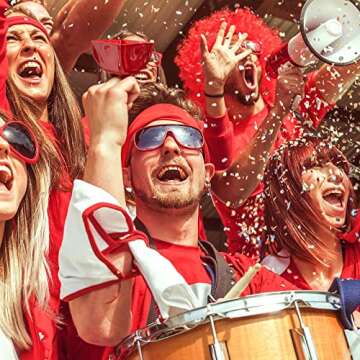 Blue Panda 12 Pack 3-inch Cowbells with Handle, Red Hand Percussion Cow Bells Noise Makers for Sport...