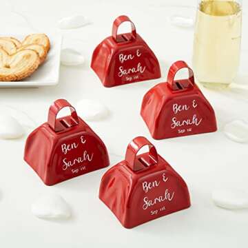 Blue Panda 12 Pack 3-inch Cowbells with Handle, Red Hand Percussion Cow Bells Noise Makers for Sporting Events, School Celebrations, Sports Parties, Football Games Noise Makers