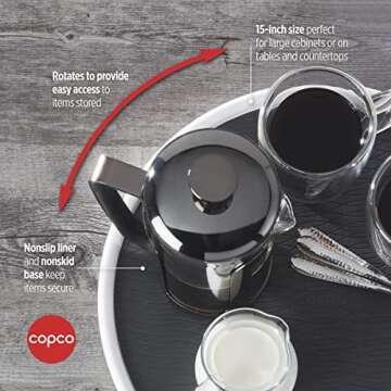 Copco Pro Non-Skid Pantry Cabinet Lazy Susan Turntable, 15-Inch, Charcoal