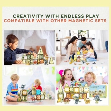 Dinosaur Magnetic Tiles for Kids - 65pcs STEM Toy