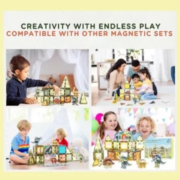 Dinosaur Magnetic Tiles for Kids - 65pcs STEM Toy