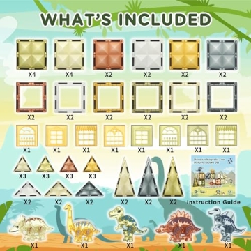 Dinosaur Magnetic Tiles for Kids - 65pcs STEM Toy