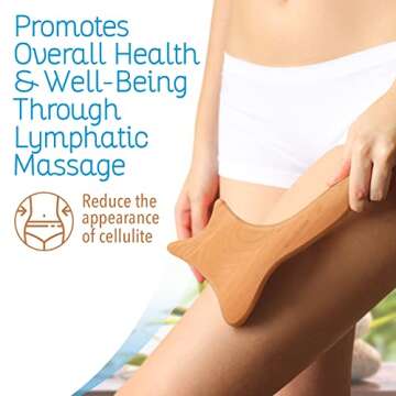 IMPRESA [2 Designs] Lymphatic Drainage Massage Tool - Wooden Lymphatic Paddle for Body Sculpting, Fighting Cellulite, & Deep Massage - 2 Wood Therapy Tools for Body Shaping - Beech Wooden Tool