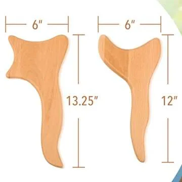 IMPRESA [2 Designs] Lymphatic Drainage Massage Tool - Wooden Lymphatic Paddle for Body Sculpting, Fighting Cellulite, & Deep Massage - 2 Wood Therapy Tools for Body Shaping - Beech Wooden Tool