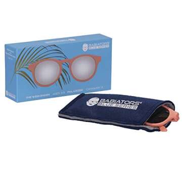 Babiators Blue Series Polarized Baby, Toddler & Kids Sunglasses, Melon Keyhole/Silver Mirror, 3-5 Years
