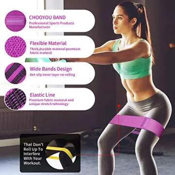 CHOOYOU Resistance Bands for Legs and Butt, Exercise Bands Workout Bands for Men/Women, Non Slip Elastic Booty Bands for Glute Hip Squats Training, Home Gym Fitness Bands for Yoga, Pilates …