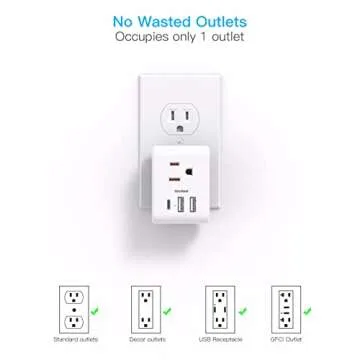 Travel-Friendly Multi Plug Outlet Extender with USB Ports