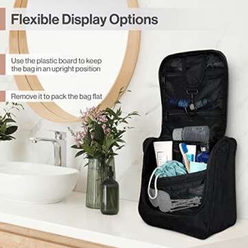 Wayfarer Supply Hanging Travel Toiletry Bag - Large Cosmetic Bag Organizer for Toiletries, Makeup and Shaving Supplies - Cruise and Travel Essentials for Women & Men, Black