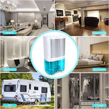 Levoair Dehumidifier 68oz(2000ml) Small Dehumidifier with Drain Hose for Up to 650 sq.ft Ultra Quiet Mini Portable Air Dehumidifier for Home Basements Bathroom Bedroom Closet Kitchen RV