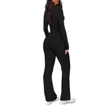 GUOLEZEEV Black 2 Piece Set for Women Going Out Two Piece Vacation Sets Casual Outfit Tops and Pant ...