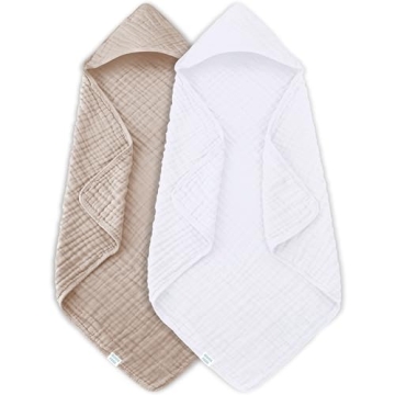 MOON PARK Muslin Hooded Baby Bath Towels - Large & Absorbent