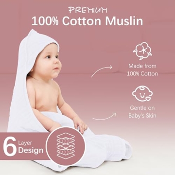 MOON PARK Muslin Hooded Baby Bath Towels for Infants