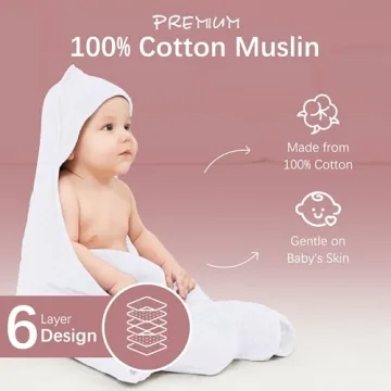 MOON PARK Muslin Hooded Baby Bath Towels for Infants