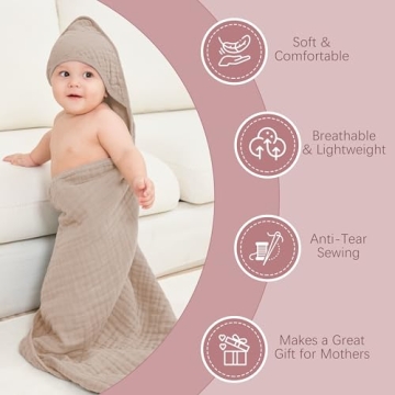 MOON PARK Muslin Hooded Baby Bath Towels for Infants