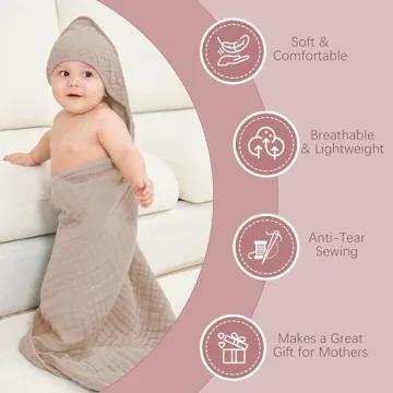 MOON PARK Muslin Hooded Baby Bath Towels for Infants