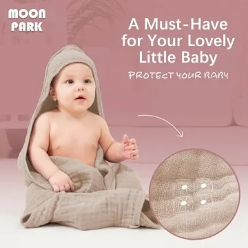 MOON PARK Muslin Hooded Baby Bath Towels for Infants