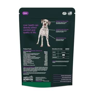 VetriScience Liver Health Chews with Milk Thistle, Vetri Liver Detox Supplement for Dogs, Turmeric and Artichoke Leaf for Liver Support and Detoxification, Chicken, 60 Count