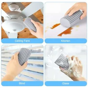 YFUIF 4 Pack Damp Clean Duster Sponge, Magic Sponge Eraser for Household Cleaning, Reusable Dusters Cleaning Supplies for Housekeeping, Dish, Blinds, Glass, Baseboards,Window Track Grooves and Faucets