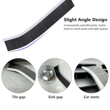 2Pcs Hard Bristle Crevice Cleaning Brush, Ginsco Multifunctional Crevice Cleaning Tools for Househol...