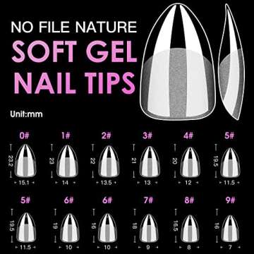 Short Almond Soft Gel Nail Tips, Melous 600PCS Pre Buff Full Cover Half Matte Gel x Nail Tips Clear False Fake Nails