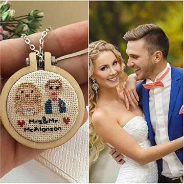 ZOCONE 18 Packs Mini Embroidery Hoops, Small Ring Tiny Embroidery Hoops, Wood Round Embroidery Hoops Oval Embroidery Hoops for DIY Embroidery Necklace Jewelry Pendant and Keychain