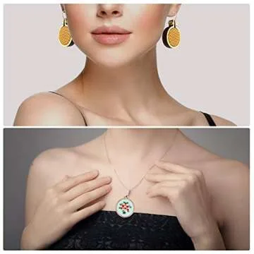 ZOCONE 18 Packs Mini Embroidery Hoops, Small Ring Tiny Embroidery Hoops, Wood Round Embroidery Hoops Oval Embroidery Hoops for DIY Embroidery Necklace Jewelry Pendant and Keychain