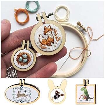 ZOCONE 18 Packs Mini Embroidery Hoops, Small Ring Tiny Embroidery Hoops, Wood Round Embroidery Hoops Oval Embroidery Hoops for DIY Embroidery Necklace Jewelry Pendant and Keychain